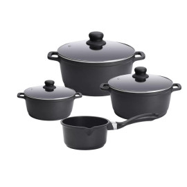 Komplet 4 garnków SSW Crispy: 16cm, 20cm, 24cm + rondel 16cm, indukcja, 3 pokrywki 