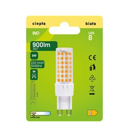 Żarówka LED G9 8W 900lm - 230V 3000K (ciepło-biała) -  ELTG060WW INQ