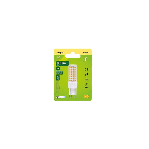 Żarówka LED G9 8W 900lm - 230V 3000K (ciepło-biała) -  ELTG060WW INQ