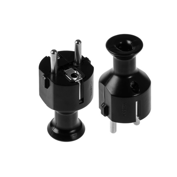 WT-40 CZARNY EKSPOZYTOR Wtyczka rozbieralna, prosta Uni-SCHUKO, 2p+Z Schuko, 16A, 250V (opak. 30 szt.)