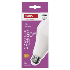 Żarówka LED E27 20W (zamiennik 150W) 2452lm - A80 230V 4000K (neutralno-biała) - ZQ5E83 EMOS