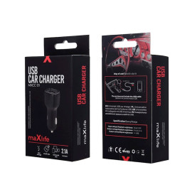 Ładowarka samochodowa 2,1A 1x USB czarna - Maxlife MXCC-01 