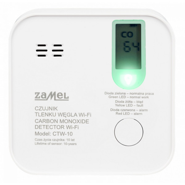 Czujnik tlenku węgla (czadu) WI-FI TUYA CTW-10 - zasilanie bateryjne (2xAA)