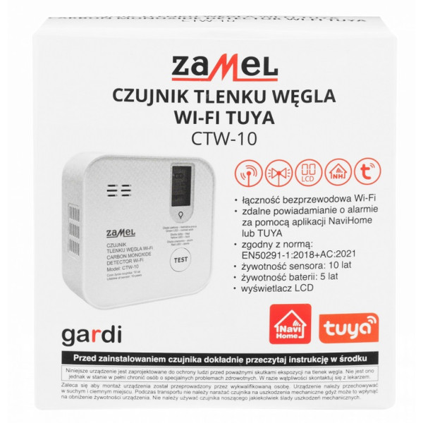 Czujnik tlenku węgla (czadu) WI-FI TUYA CTW-10 - zasilanie bateryjne (2xAA)