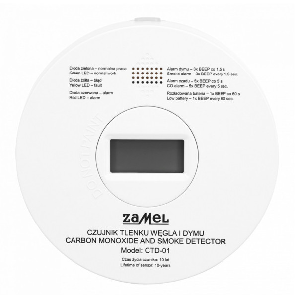 Czujnik tlenku węgla (czadu) oraz dymu (2w1) CTD-01 
