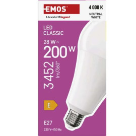 Żarówka LED E27 28W (zamiennik 200W) 3452lm - A95 230V 4000K (neutralna-biała) - ZQ5E93 EMOS
