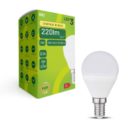 Żarówka LED G45 E14 3W KULKA 220lm 3000K INQ ELP014WW
