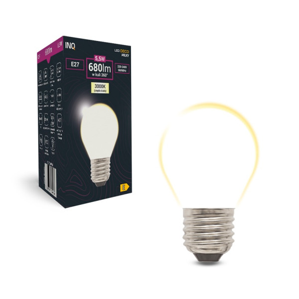 Żarówka LED E27 5,5W 680lm - P45 230V 3000K (ciepło-biała) mleczna - EDP120WW-M