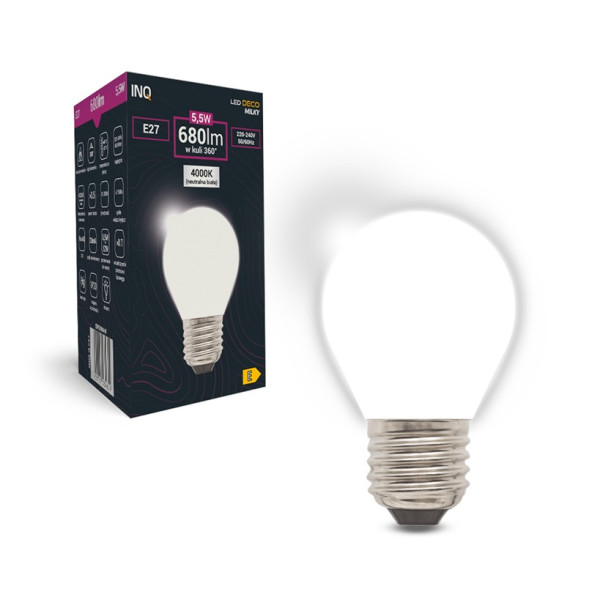 Żarówka LED E27 5,5W 680lm - P45 230V 4000K (neutralno-biała) mleczna - EDP120NW-M