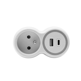 Rozgałęźnik: 1x gniazdo z uziemieniem + 1xUSB-A + 1xUSB-C, R-1CA/B 