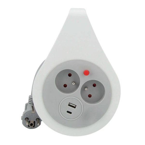 Przedłużacz zwijany 10m IP20: 2 gniazda z/u + USB-A + USB-C, 3x1mm2, PZ-ECO-4/10/3X1/H05VV-F/1USB-A/1USB