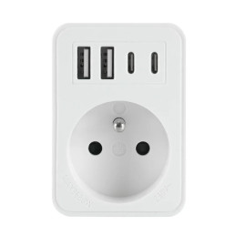 Rozgałęźnik: 1x gniazdo z/u + 2xUSB-A + 2xUSB-C, R-1/2CA/K 