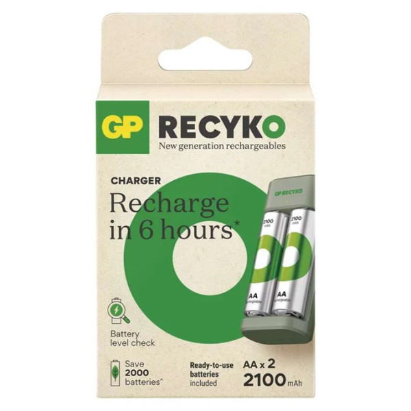 Ładowarka podstawowa GP ReCyko (USB) E221 + 2 akumulatory NiMH AA 2100 mAh 