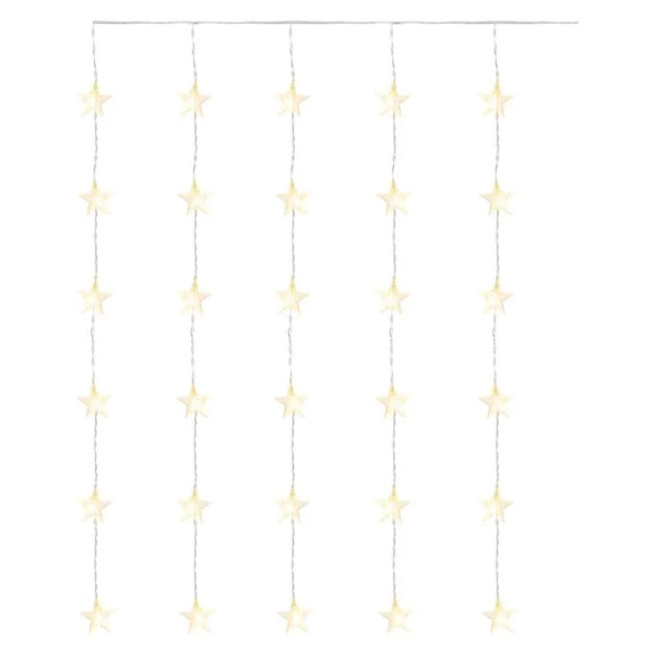 Dekoracje Świąteczne - 30 LED kurtyna migające gwiazdki 120x90 ciepła biel, IP44, timer