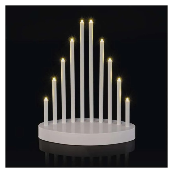 Dekoracje Świąteczne - świecznik biały 10 LED, 25 cm 3x AA biały ciepła biel, timer 