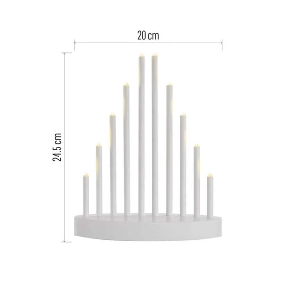Dekoracje Świąteczne - świecznik biały 10 LED, 25 cm 3x AA biały ciepła biel, timer 