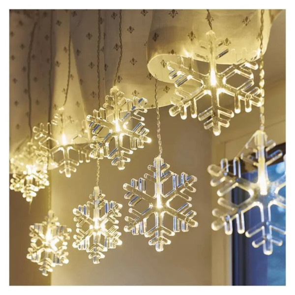 Dekoracje Świąteczne - 8 LED duże śnieżynki 45x84 cm ciepła biel, IP44