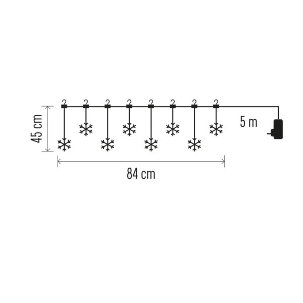 Dekoracje Świąteczne - 8 LED duże śnieżynki 45x84 cm ciepła biel, IP44
