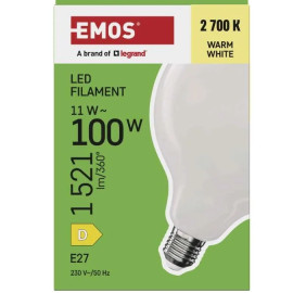 Żarówka LED E27 Globe G125 11W (100W) 1521lm 2700K (ciepło-biala) - ZF2D62 Emos