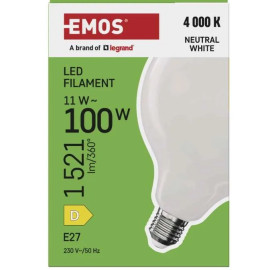 Żarówka LED E27 Globe G125 11W (100W) 1521lm 4000K (neutralno-biala) - ZF2D63 Emos
