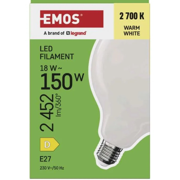 Żarówka LED E27 Globe G125 18W (150W) 2452lm 2700K (ciepło-biala) - ZF2D82 Emos