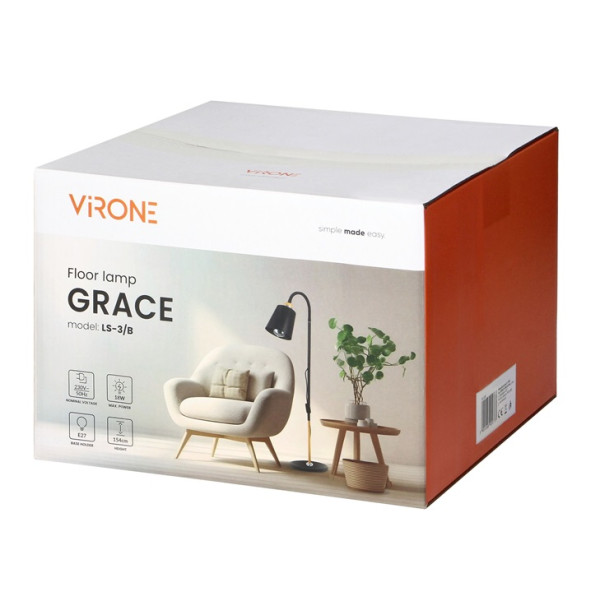 Lampa stojąca podłogowa GRACE, 154 cm, E27 
