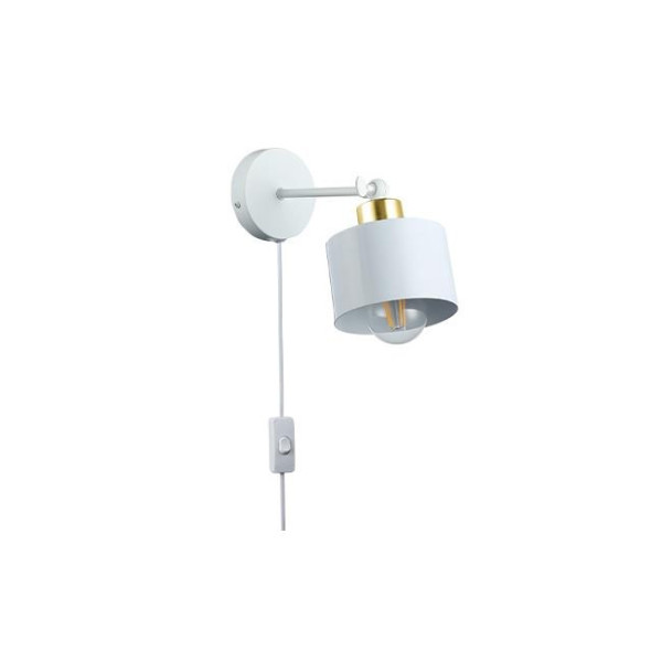 Kinkiet E27 LED Elza ruchomy x1 biały + złoty wtyc, 4201