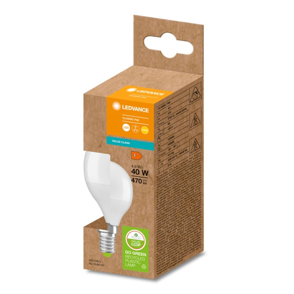 Żarówka LED E14 4,9W (zamiennik 40W) 470lm - kulka 230V 4000K (neutralna-biała) - Ledvance