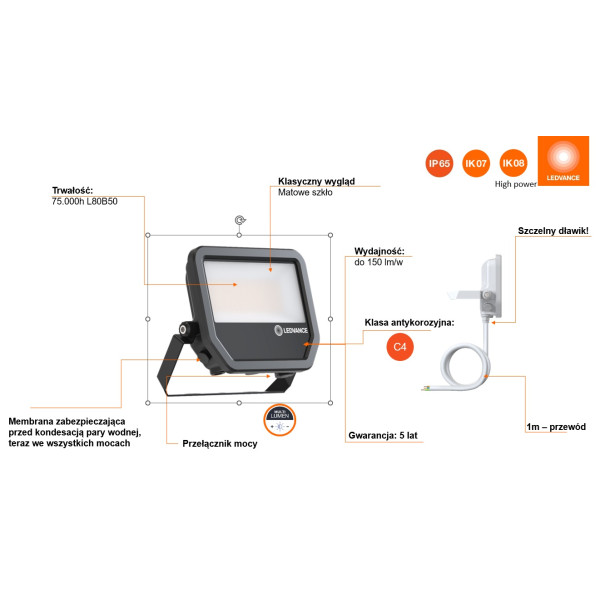 Naświetlacz LED FLOODLIGHT GEN4 17W/11W 2400lm/1600lm 4000K