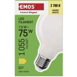 Żarówka LED E27 Globe G95 7,8W (75W) 1055lm 2700K (ciepło-biala) - ZF2D52 Emos