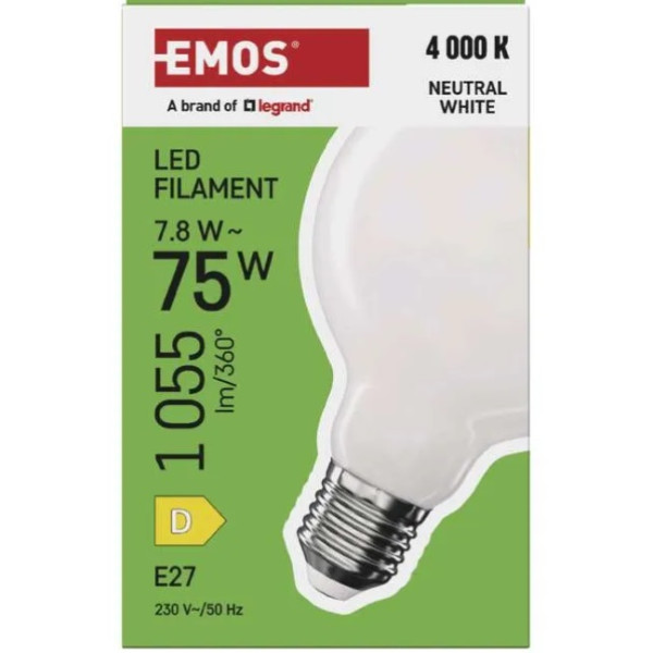 Żarówka LED E27 Globe G95 7,8W (75W) 1055lm 4000K (neutralno-biala) - ZF2D53 Emos