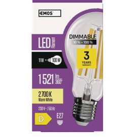ZF5164D LED A60 11W (100W) E27 - (100W) 1521lm - 230V 2700K BIAŁY CIEPŁY FILAMENT ŚCIEMNIALNA