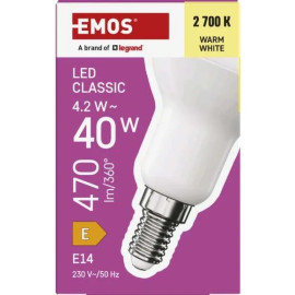 Żarówka LED E14 R50 - 4,2W (zamiennik 40W) 470lm - 230V 2700K (ciepło-biała) - ZQ7E21 Emos