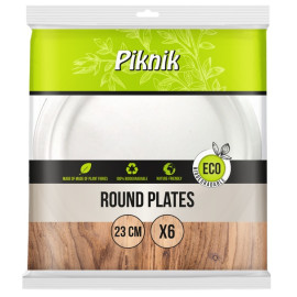 Piknik - talerze z trzciny okrągłe 23cm, 6 szt [4087]