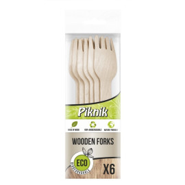 Piknik - widelce drewniane, 6 szt [4079]