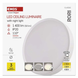 Plafon, panel LED natynkowy RORI okrągły, biały, 17W, CCT