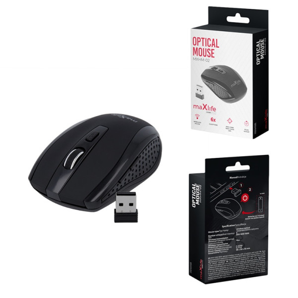 Bezprzewodowa myszka optyczna 800/1200/1600 DPI MXHM-02 czarna