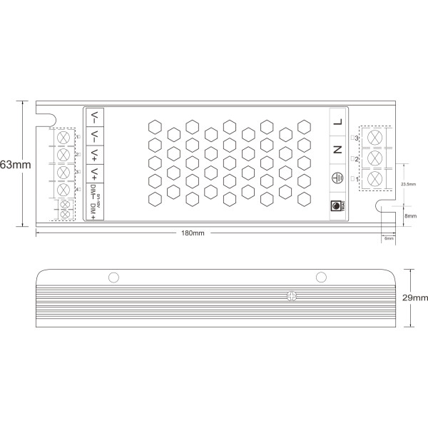 Zasilacz stałonapięciowy 24V 150W ściemnialny TRIAK, 0/1-10V MPC-150-24-D