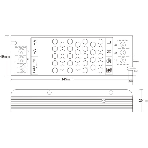 Zasilacz stałonapięciowy 12V 60W ściemnialny TRIAK, 0/1-10V MPC-60-12-D