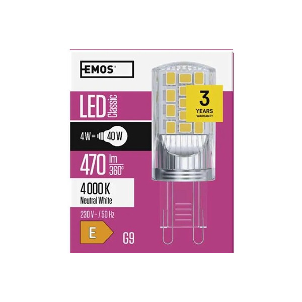Żarówka LED G9 4W 470lm - 230V 3000K (cipeło-biała) - ZQ9544 Emos