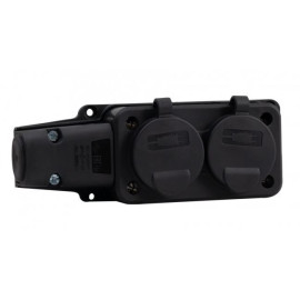 Listwa gumowa 2x230V 16A IP54 czarna F6.0371