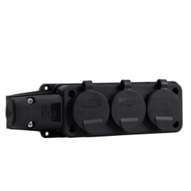 Listwa gumowa 3x230V 16A IP54 czarna F6.0372