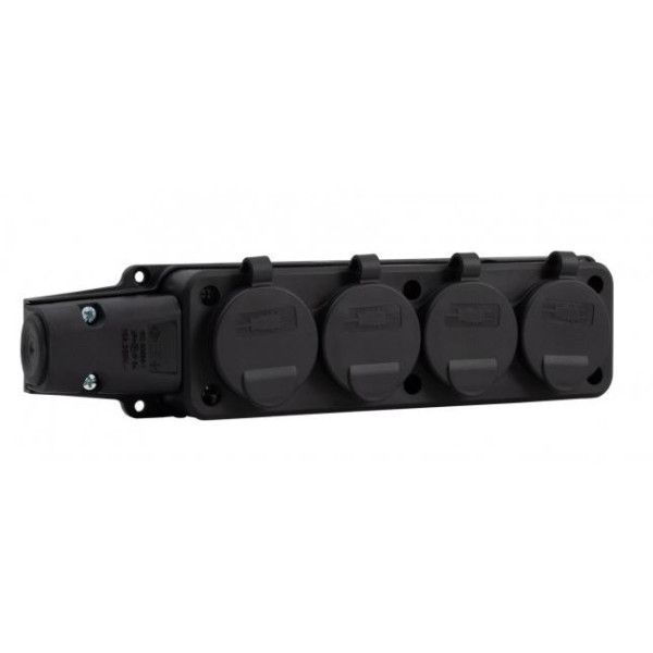 Listwa gumowa 4x230V 16A IP54 czarna F6.0373