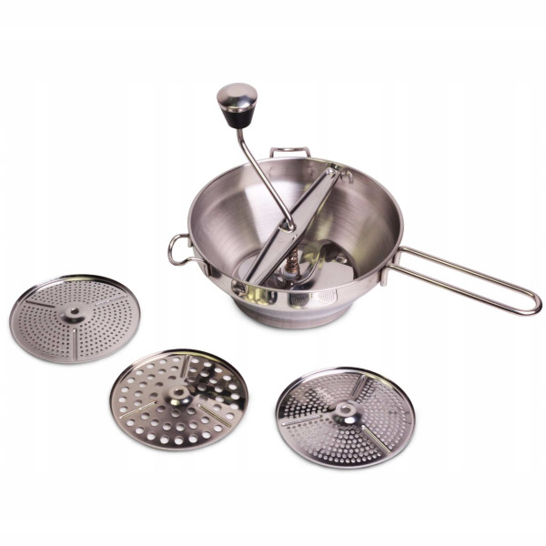 Przecierak, maszynka do pomidorówi warzyw (na passate), inox, sita 2/3/6mm, 19cm - 5092 Kamille 