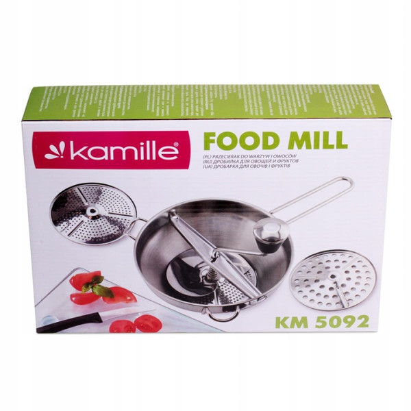 Przecierak, maszynka do pomidorówi warzyw (na passate), inox, sita 2/3/6mm, 19cm - 5092 Kamille 