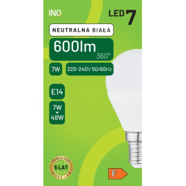 Żarówka LED G45 E14 7W KULKA 600lm 4000K INQ ELP045NW