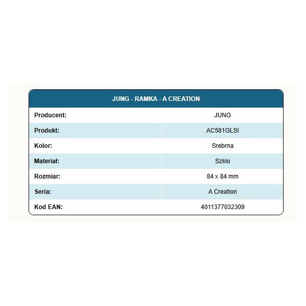  Ramka 1-krotna A Creation Srebrna - AC581GLSI Jung