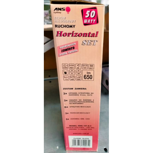 KHC-191-A-3 HORIZONTAL 3x50W złoty ANS LIGHTINGA