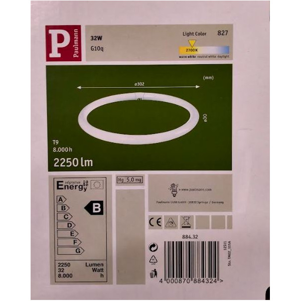 Świetlówka kołowa ciepła barwa G10q O305mm 32W 88432 