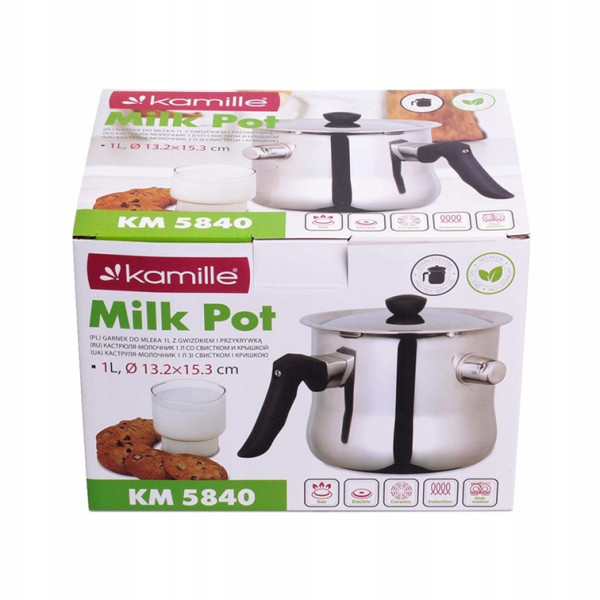 Garnek do mleka 1,0L, pokywka, gwizdek. - 5840 Kamille